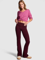 Victoria's Secret PINK Purple Rose Cotton Foldover Flare Leggings - Image 1 of 3