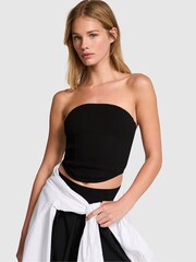 Victoria's Secret PINK Black Cotton Strapless Corset Top - Image 1 of 3