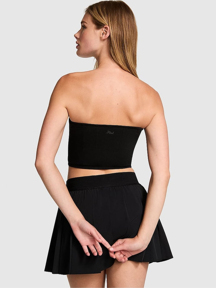 Victoria's Secret PINK Black Cotton Strapless Corset Top - Image 2 of 3 Victoria's Secret PINK Black Cotton Strapless Corset Top - Image 2 of 3