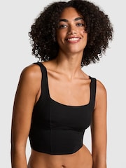 Victoria's Secret PINK Black Cotton Scoop Sports Bra Top - Image 1 of 3