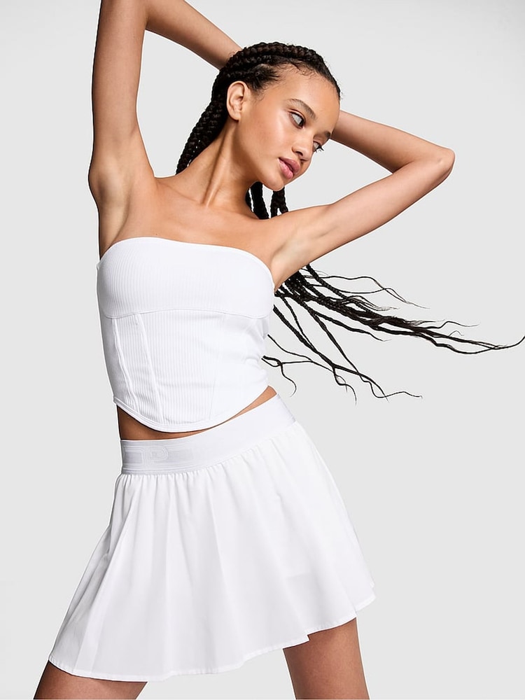 Victoria's Secret PINK White Cotton Strapless Corset Top - Image 1 of 3