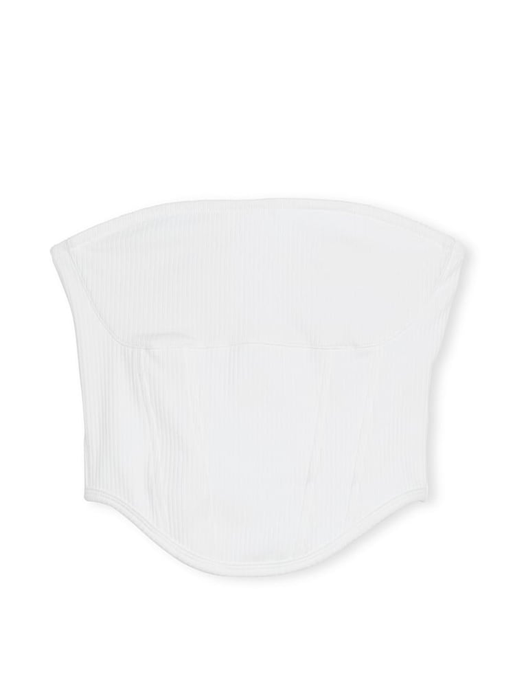 Victoria's Secret PINK White Cotton Strapless Corset Top - Image 3 of 3