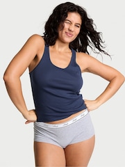 Victoria's Secret PINK Blue Midnight Navy Cotton Pyjama Vest Top - Image 1 of 3