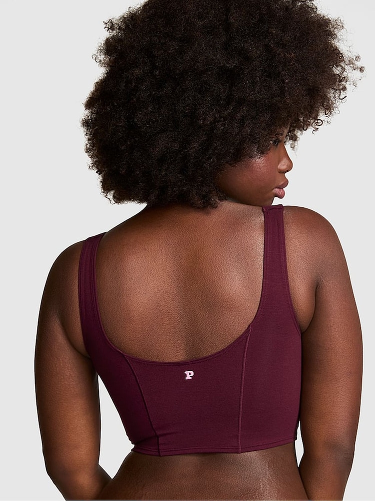 Victoria's Secret PINK Purple Rose Cotton Scoop Sports Bra Top - Image 2 of 3