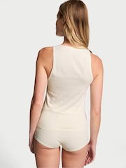 Victoria's Secret PINK White Shell Cotton Pyjama Vest Top - Image 2 of 3