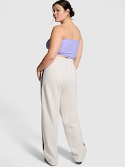 Victoria's Secret PINK Heather Oatmeal Beige Wide Leg Fleece Joggers - Image 2 of 4
