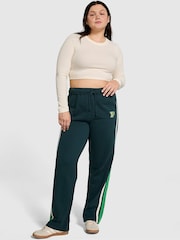 Victoria's Secret PINK Deep Forest Green Wide Leg Fleece Joggers - Image 1 of 3