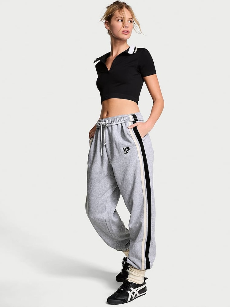 Victoria's Secret PINK Grey Heather Cuffed Fleece Joggers - Image 1 of 3