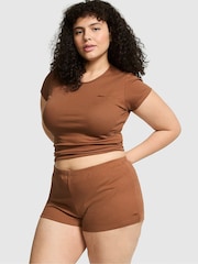 Victoria's Secret PINK Nude Caramel Cotton Pyjama Shorts - Image 1 of 3