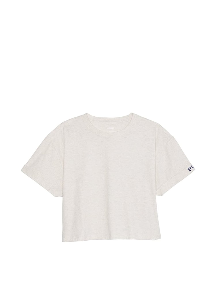 Gemêleerd lichtbeige - Victoria's Secret PINK - Oversized cropped T-shirt met korte mouwen - Image 3 of 3