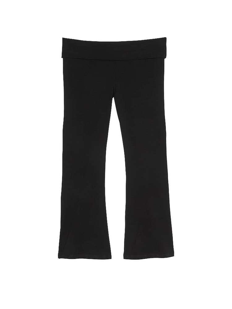 Victoria's Secret PINK Black Diamante Cotton Foldover Flare Leggings - Image 3 of 3
