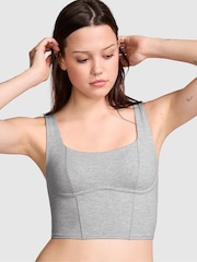 Victoria's Secret PINK Medium Heather Grey Cotton Scoop Sports Bra Top - Image 1 of 3