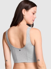 Victoria's Secret PINK Medium Heather Grey Cotton Scoop Sports Bra Top - Image 2 of 3