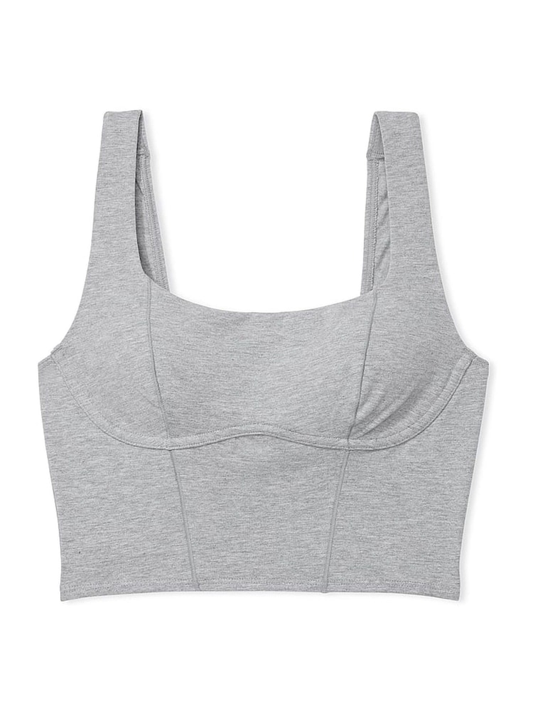 Victoria's Secret PINK Medium Heather Grey Cotton Scoop Sports Bra Top - Image 3 of 3