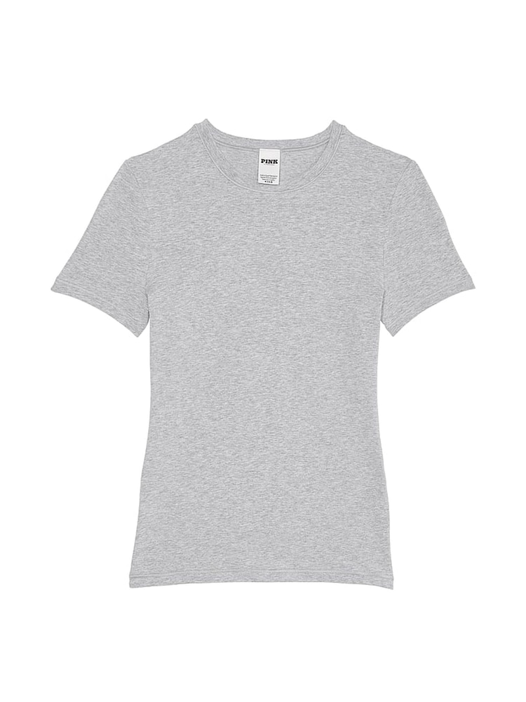 Victoria's Secret PINK Grey Heather Cotton T-Shirt - Image 3 of 3