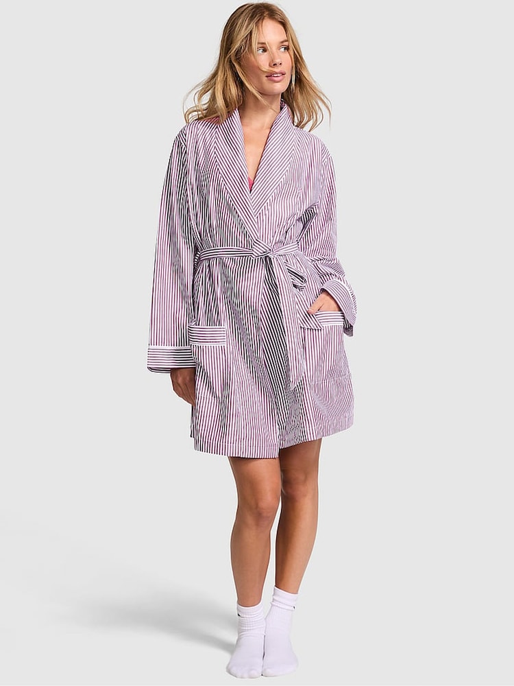 Victoria's Secret PINK Purple Rose Stripe Cotton Dressing Gown - Image 1 of 1