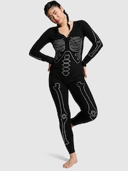 Victoria's Secret PINK Black Halloween Skeleton Onesie - Image 1 of 3