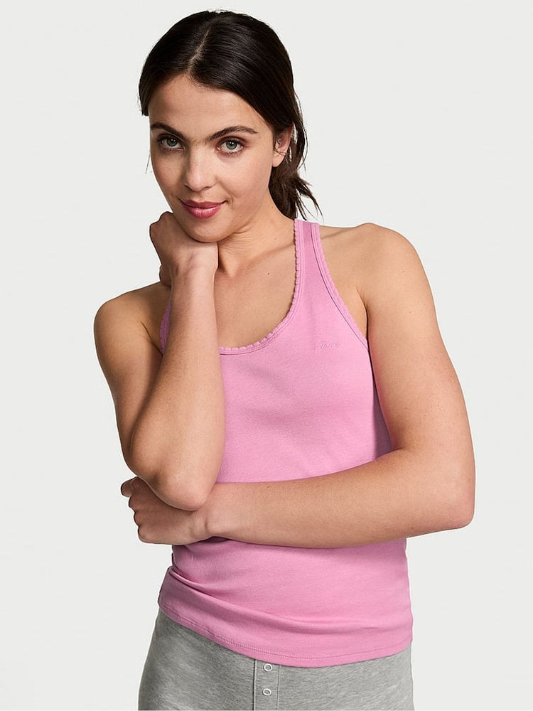 Victoria's Secret PINK Pink Moonstone Cotton Pyjama Vest Top - Image 1 of 1