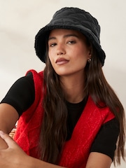 Black Reversible Borg Bucket Hat - Image 1 of 6
