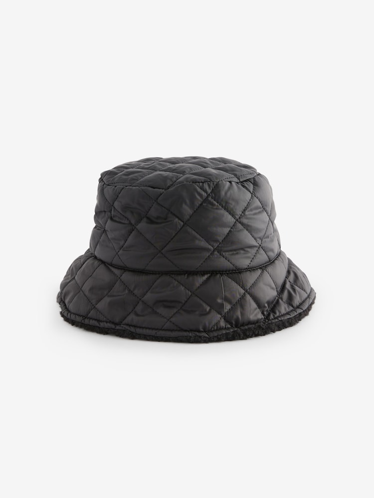 Black Reversible Borg Bucket Hat - Image 4 of 6