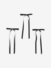 Black Mini Bow Hair Clips 3 Pack - Image 1 of 3