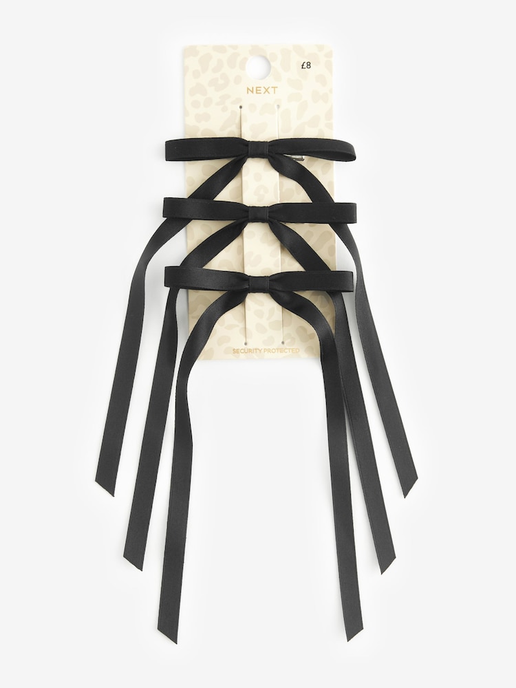 Black Mini Bow Hair Clips 3 Pack - Image 2 of 3