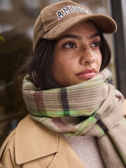 Lime Green / Camel Check Midweight Scarf - Image 4 of 7