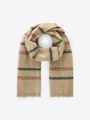 Lime Green / Camel Check Midweight Scarf - Image 5 of 7