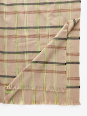 Lime Green / Camel Check Midweight Scarf - Image 7 of 7