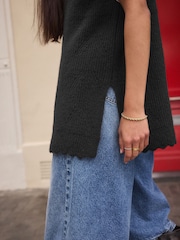 Chocolate Brown Scallop Knit Tank - Image 5 of 8