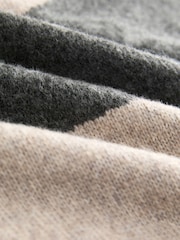 Oatmeal/Charcoal Grey Abstract Knit Poncho - Image 7 of 7