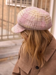 Pink/Beige Baker Boy 100% Cotton Hat - Image 3 of 5