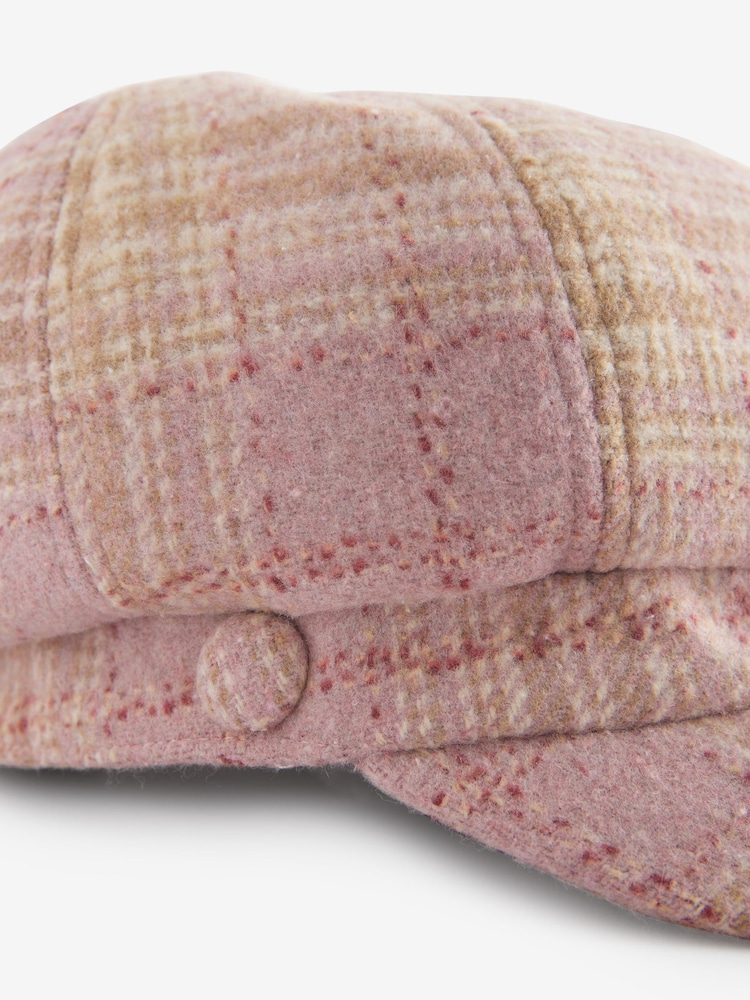 Pink/Beige Baker Boy 100% Cotton Hat - Image 5 of 5