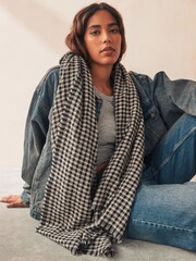 Black/White Gingham Midweight Scarf - Image 1 of 5