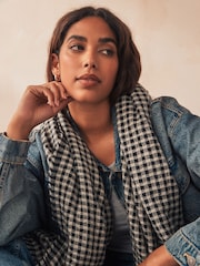 Black/White Gingham Midweight Scarf - Image 2 of 5