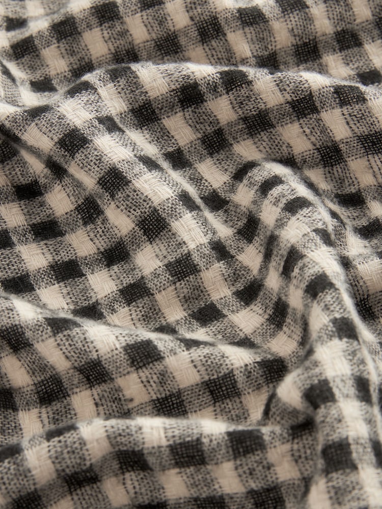 Black/White Gingham Midweight Scarf - Image 5 of 5 Black/White Gingham Midweight Scarf - Image 5 of 5