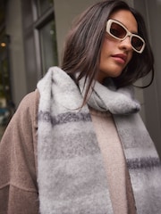 Grey Stripe Skinny Heavyweight Blanket Scarf - Image 5 of 8