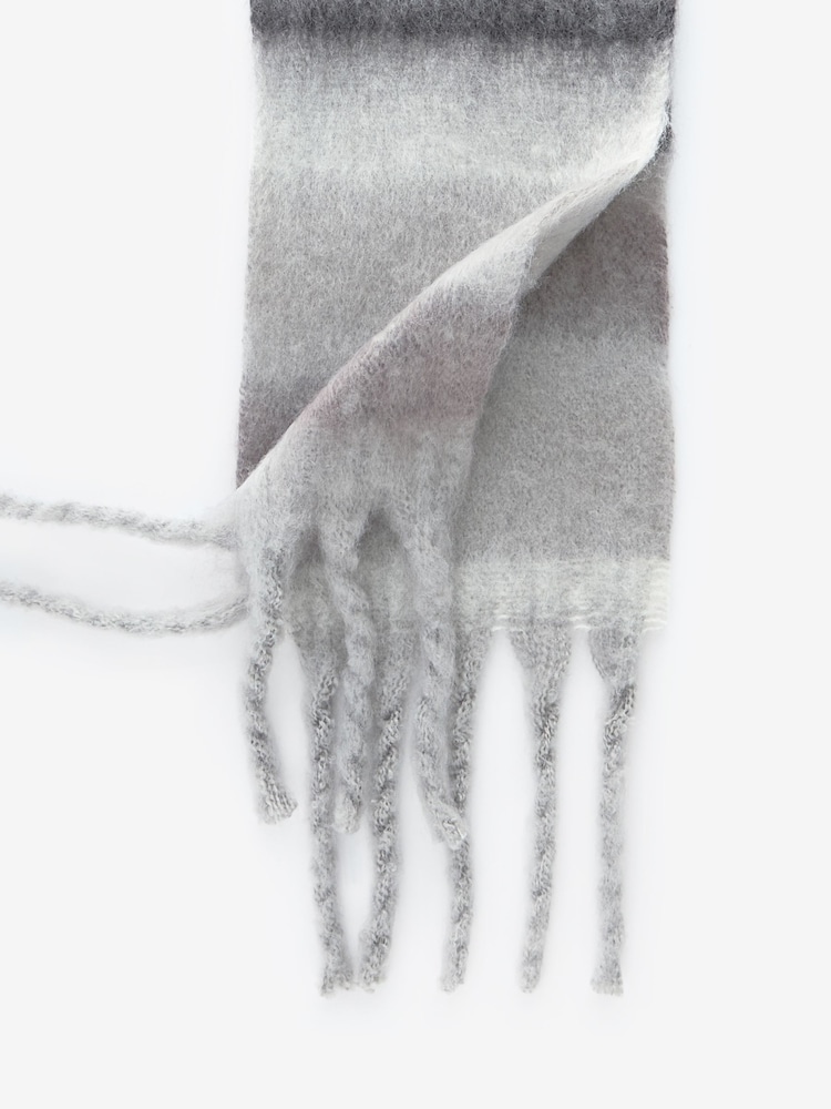 Grey Stripe Skinny Heavyweight Blanket Scarf - Image 8 of 8