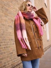 Pink/Ochre Check Heavyweight Blanket Scarf - Image 2 of 8
