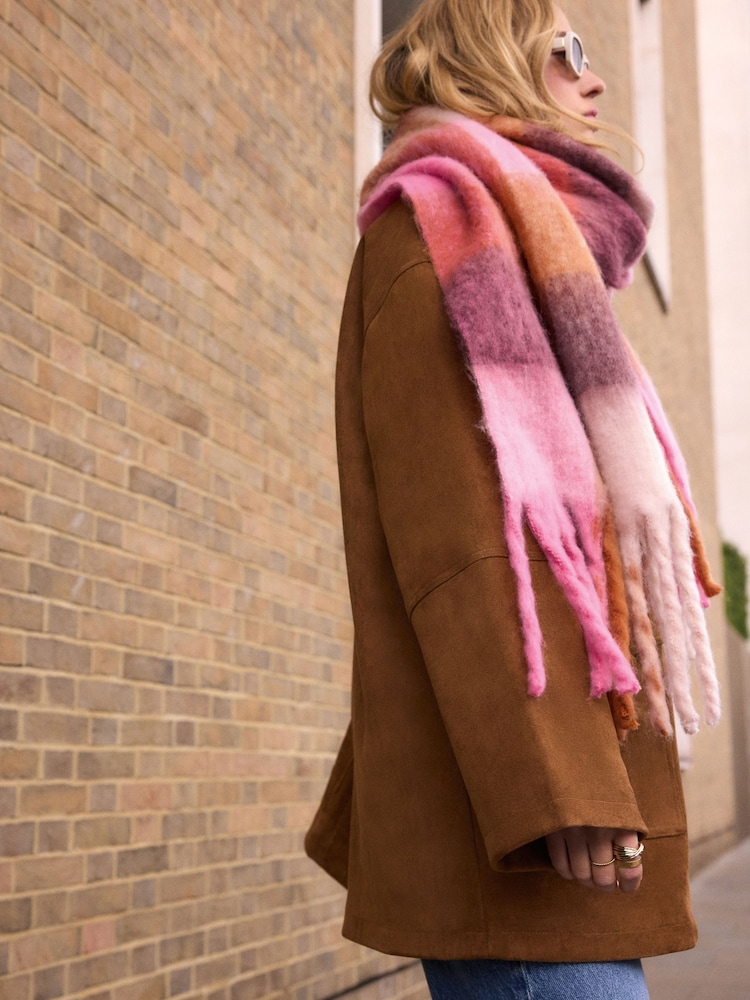 Pink/Ochre Check - Dikke dekensjaal - Image 4 of 8