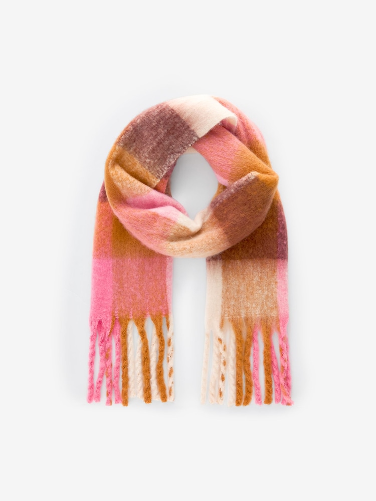 Pink/Ochre Check - Dikke dekensjaal - Image 5 of 8