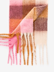 Pink/Ochre Check Heavyweight Blanket Scarf - Image 6 of 8