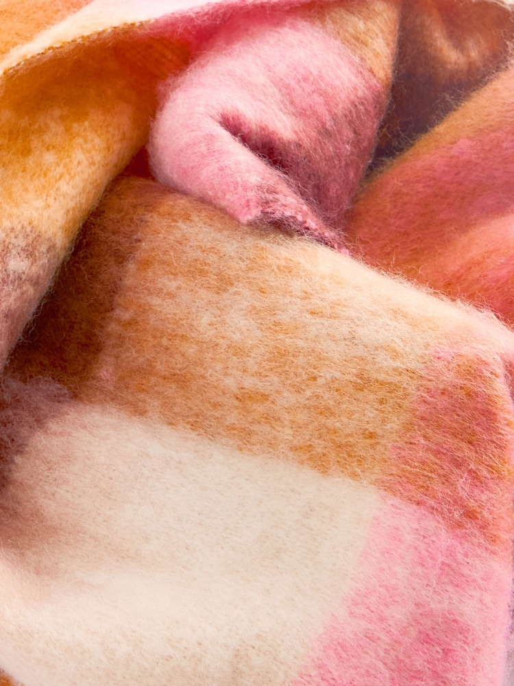 Pink/Ochre Check - Dikke dekensjaal - Image 7 of 8
