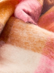 Pink/Ochre Check Heavyweight Blanket Scarf - Image 8 of 8