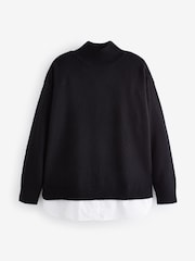 Black Roll Neck Shirt Back Poncho - Image 1 of 2