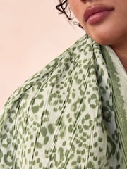 Sage Green Leopard Lightweight Scarf - Image 3 of 6