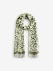 Sage Green Leopard Lightweight Scarf - Image 4 of 6