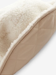 Ecru Cream Reversible Borg Bucket Hat - Image 6 of 7