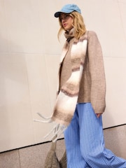 Neutral/Ecru Stripe Skinny Heavyweight Blanket Scarf - Image 4 of 7
