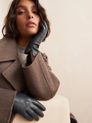 Navy Blue Leather Gloves - Image 1 of 3